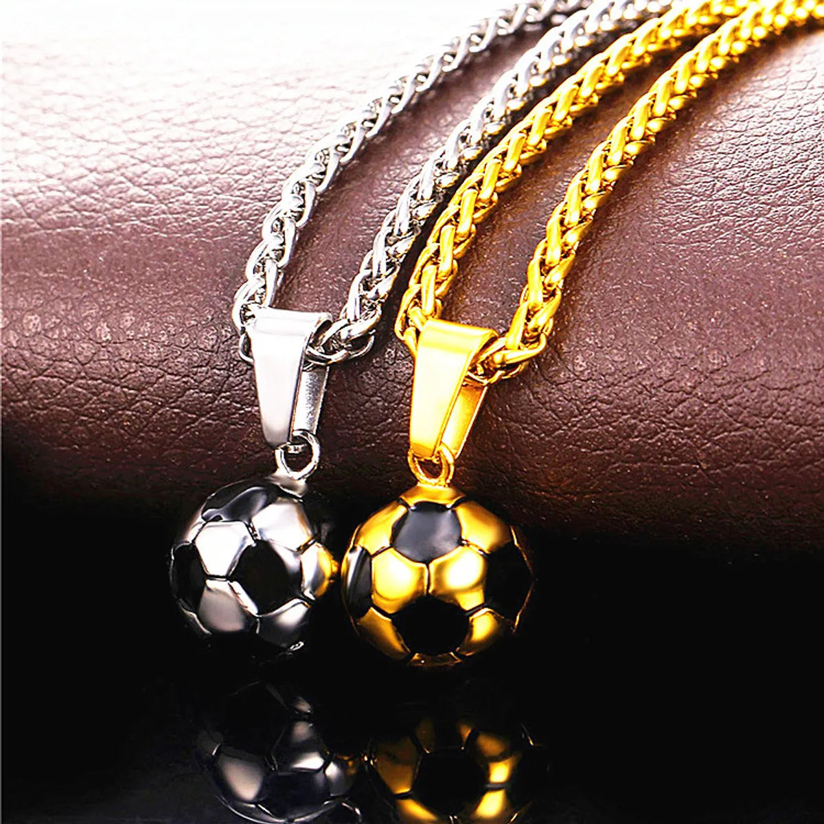 Infinity Necklaces-Fashion Football Titanium Steel Polishing Pendant Necklace 1 Piece