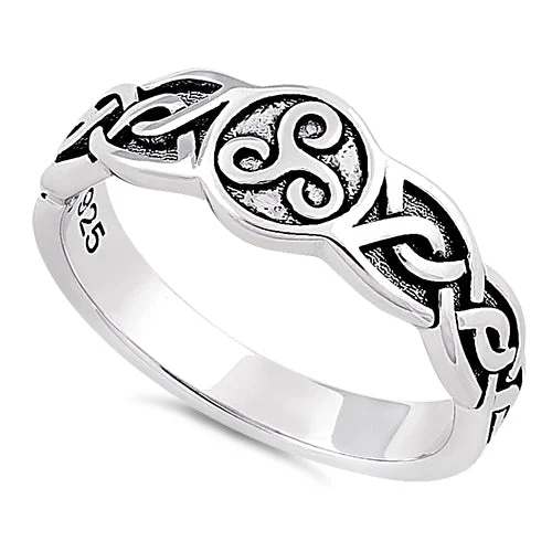 Antique Engagement Rings-Sterling Silver Celtic Triskelion Ring