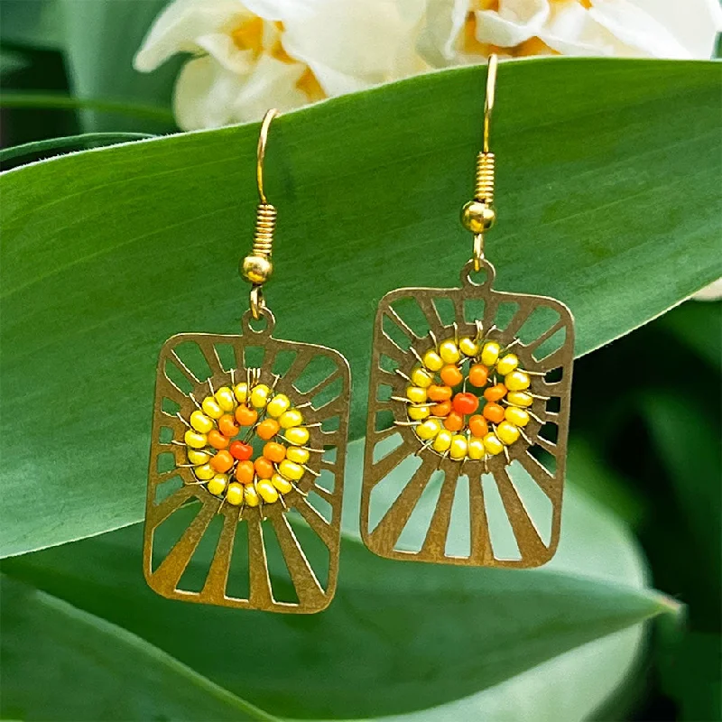 Adjustable Hoop Earrings-Sunshine Bead Earrings, Guatemala