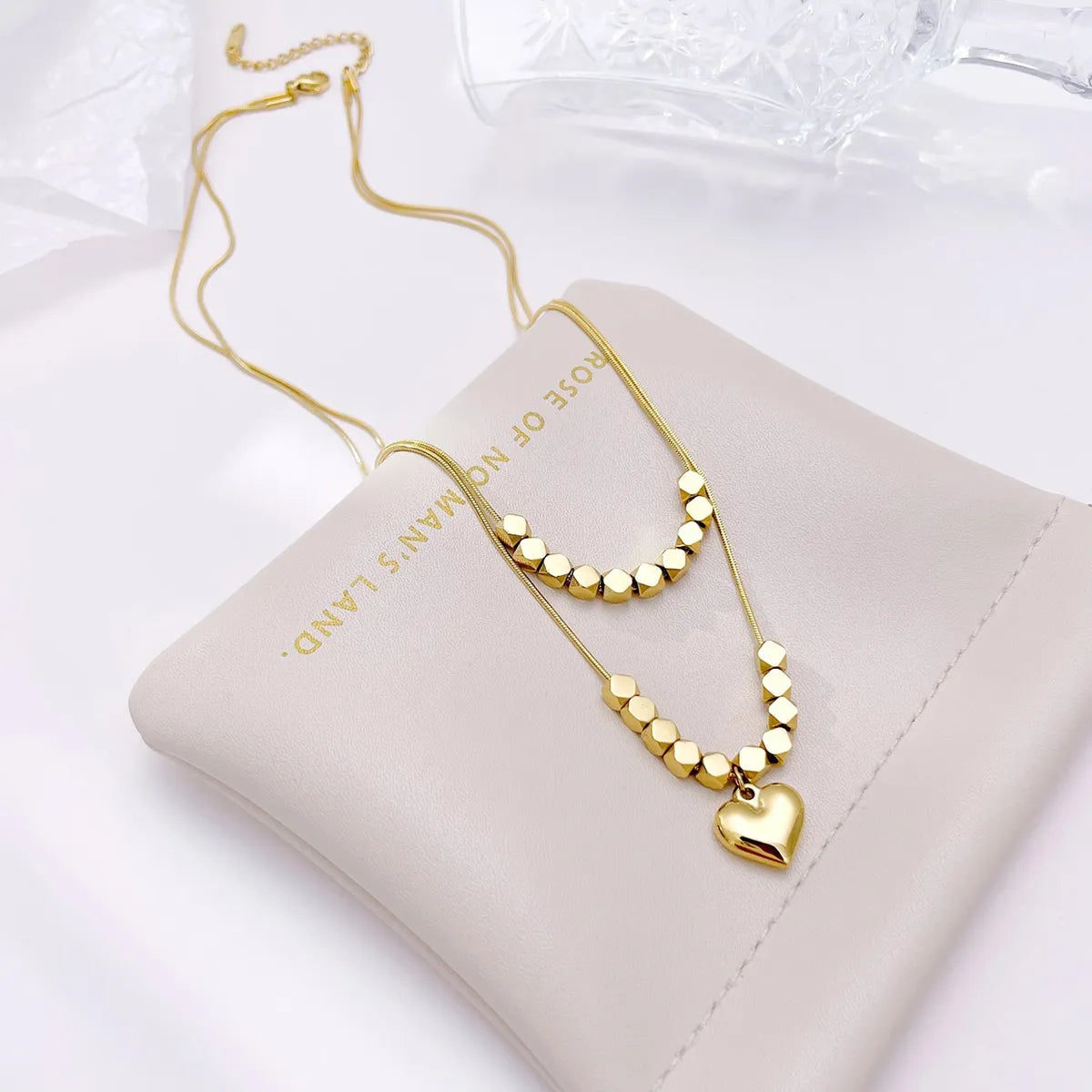 Statement Chain Necklaces-Simple Style Heart Shape Stainless Steel Gold Plated Pendant Necklace In Bulk