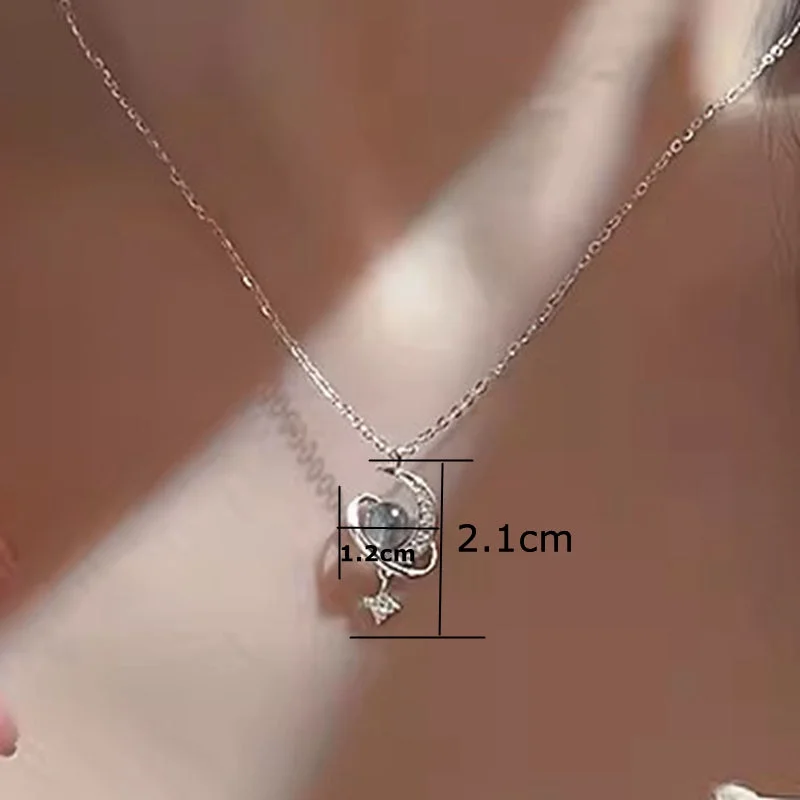 Bridesmaid Necklaces-Simple Style Solid Color Sterling Silver Plating Inlay Zircon Silver Plated Pendant Necklace