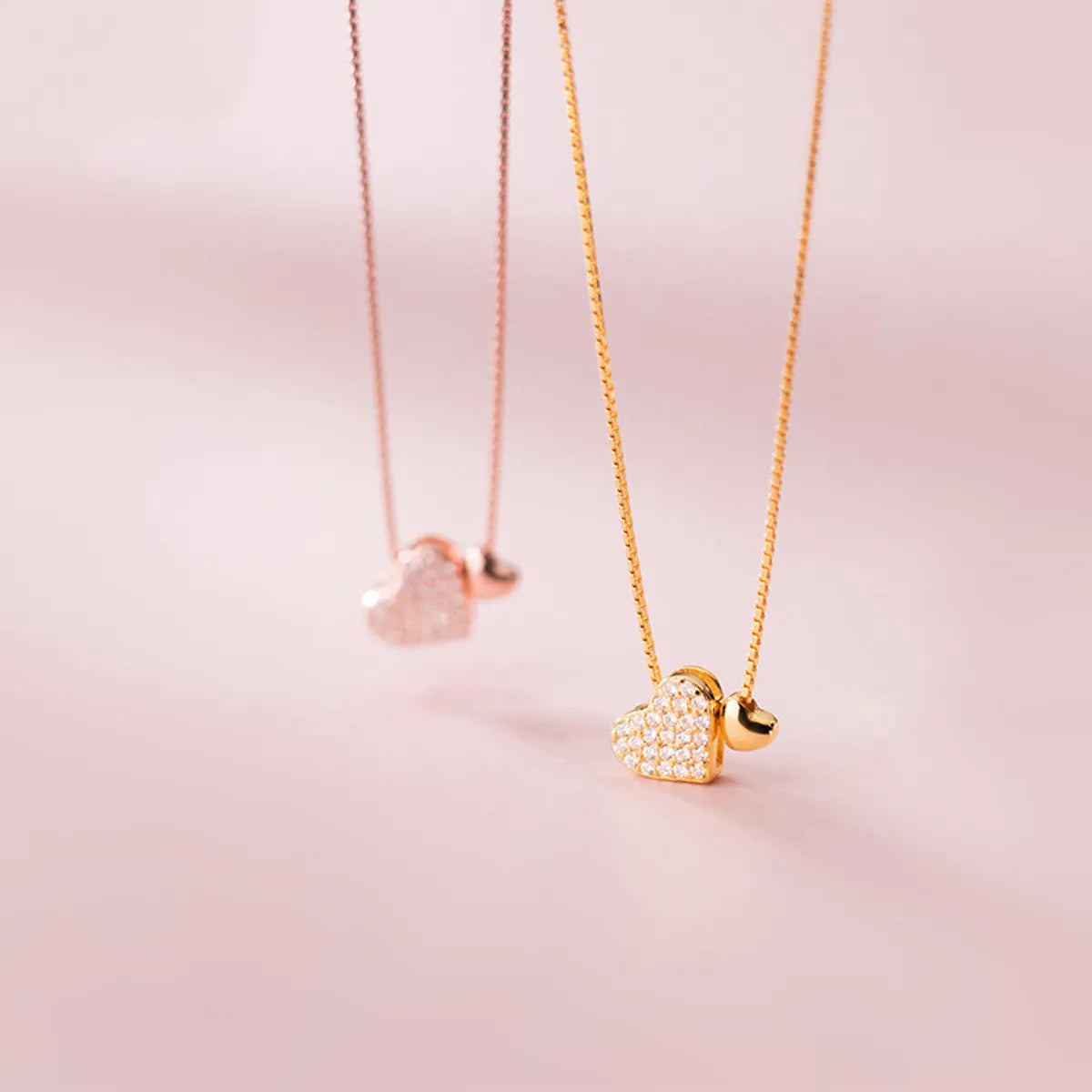 Pearls And Gold Necklaces-Sterling Silver Simple Style Heart Shape Plating Inlay Zircon Necklace