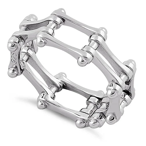 Luxury Promise Rings-Sterling Silver Motorcycle Chain Ring