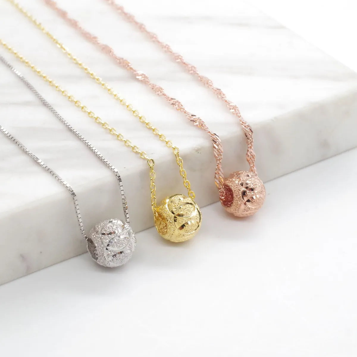 Artistic Necklaces-Simple Style Round Sterling Silver Plating Rose Gold Plated White Gold Plated Gold Plated Pendant Necklace