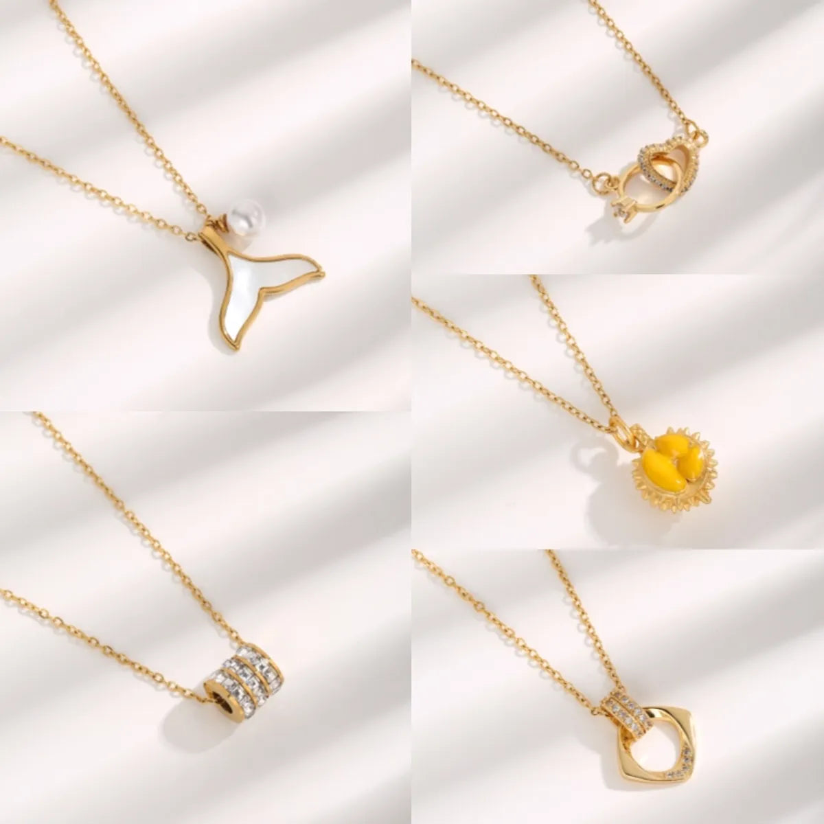 Love Heart Necklaces-Simple Style Heart Shape Fish Tail Titanium Steel Plating Inlay Zircon Gold Plated Necklace