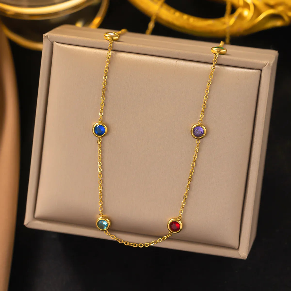 Travel Necklaces-Original Design Multicolor Titanium Steel Plating 18k Gold Plated Necklace