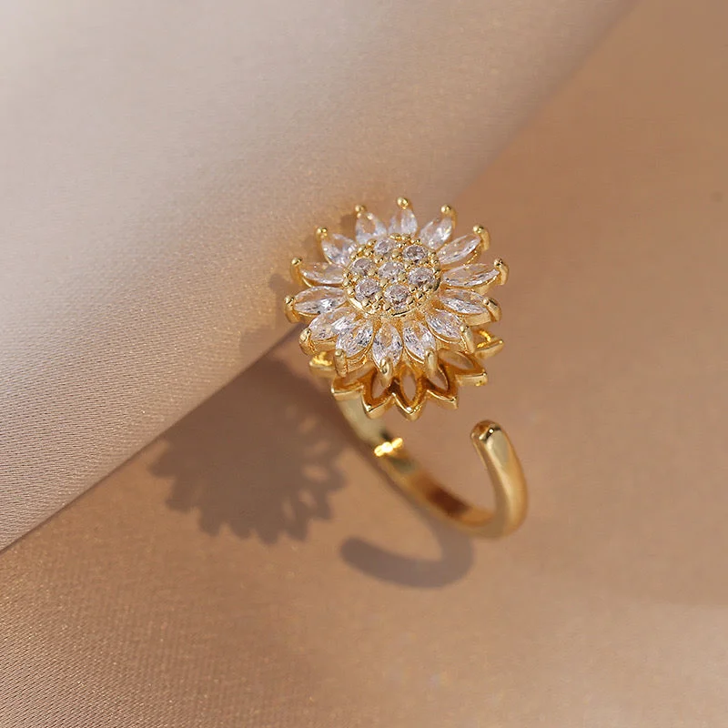 Gold SUNFLOWER Spinning Ring