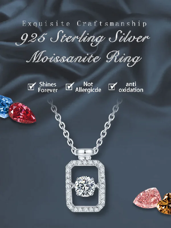 Mother’s Day Necklaces-Sterling Silver Simple Style Shiny Bottle Plating Inlay Moissanite Necklace