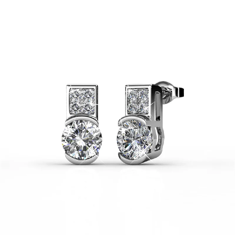 Artistic Gemstone Hoop Earrings-Laya 18k White Gold Plated Stud Earrings with Swarovski Crystals