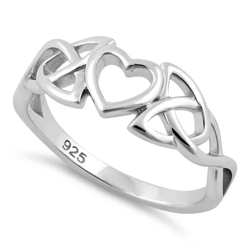 Couples Rings Sets-Sterling Silver Heart Celtic Ring