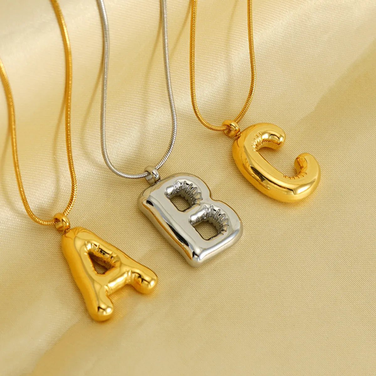 Adjustable Pendant Necklaces-Titanium Steel Hip-Hop Letter Plating Pendant Necklace