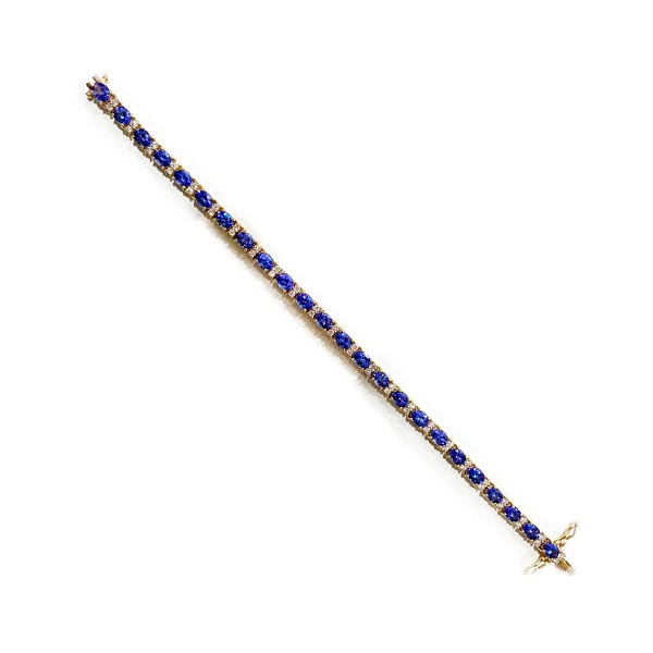 Custom Birthstone Bracelets for Men-14k Yellow Gold Tanzanite Bracelet