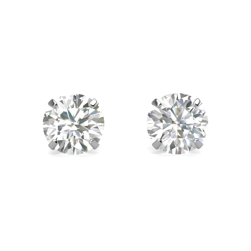 Silver and Pearl Earrings-Moissanite by Cate & Chloe Vera Sterling Silver Stud Earrings with Moissanite Crystals