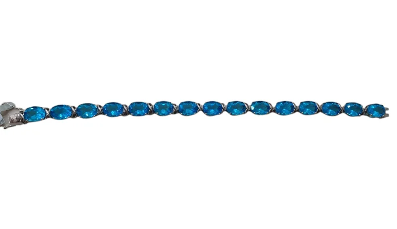 Beaded Bracelets for Women-Sterling Silver Blue Topaz Bracelet