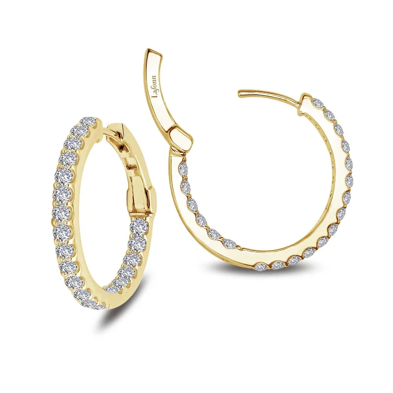 Fashionable Drop Hoop Earrings-Lafonn Simulated Diamond 1.60ct Inside Out 20mm Hoop Earrings E3015CLG