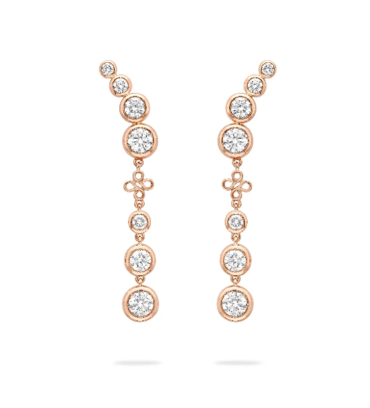 Crystal and Pearl Earrings-Beach Detachable Long Rose Gold Drop Earrings