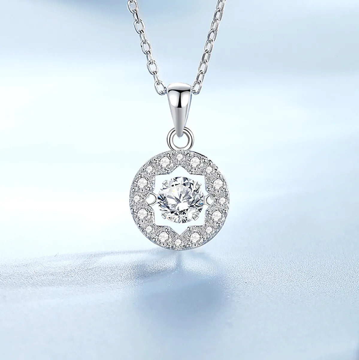 Elegant Gold Necklaces-Simple Style Solid Color Sterling Silver Inlay Moissanite Zircon Pendant Necklace