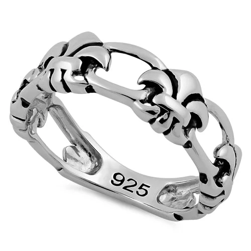 Custom Family Rings-Sterling Silver Eternity Fleur de Lis Ring