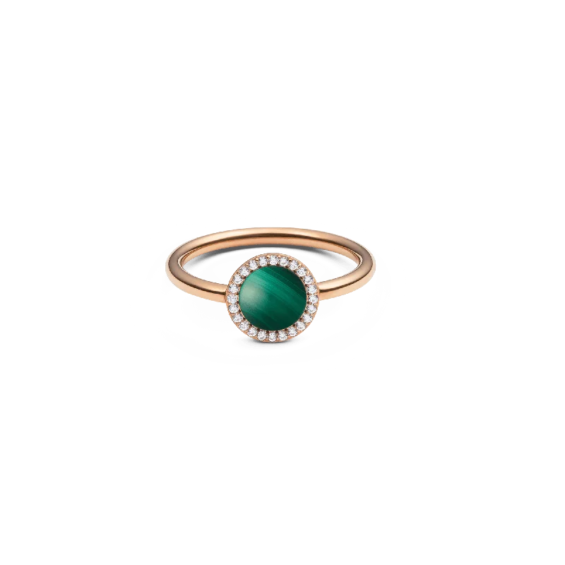 Wedding Rings for Couples-Audrey Ring Malachite Rose Gold