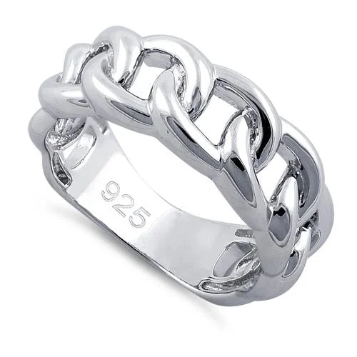 Custom Signet Wedding Rings-Sterling Silver Chain Link Ring