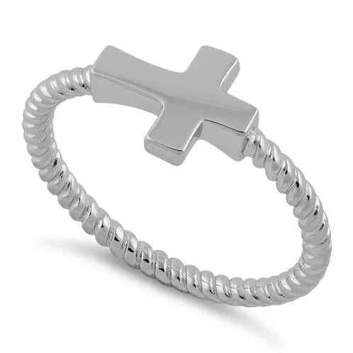 Artistic Diamond Rings-Sterling Silver Cross Ring