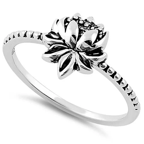 Wedding Ring Custom Design-Sterling Silver Lotus Flower Ring