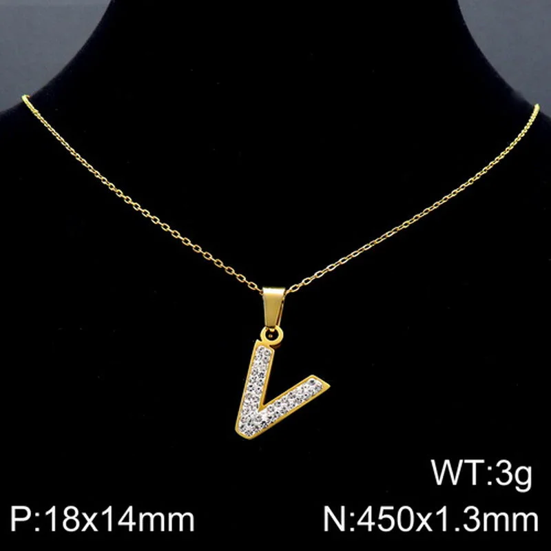 Gold Necklace Letter V