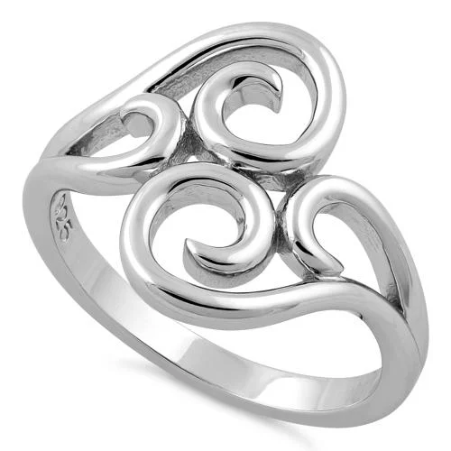 Sapphire Engagement Rings-Sterling Silver Abstract Vines Ring