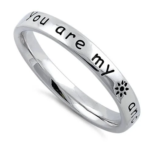 Wedding Bands with Birthstones-Sterling Silver "You Are My Sun And Moon And All My Stars" Ring