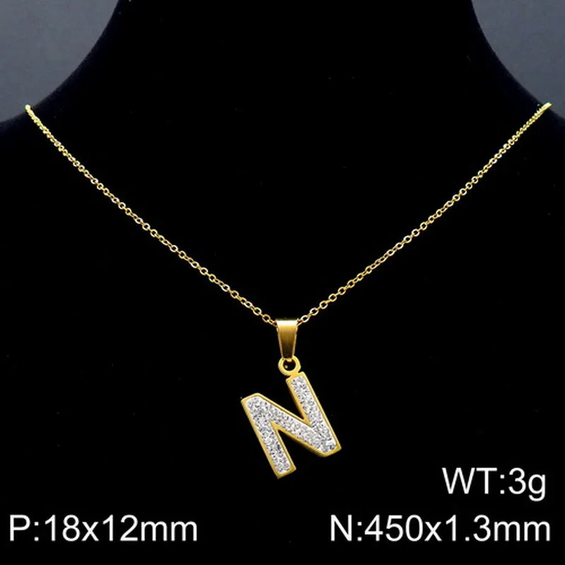 Gold Necklace Letter N