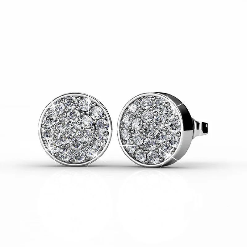 Cute Drop Earrings-Nelly 18k White Gold Plated Pave Stud Earrings with Swarovski Crystals