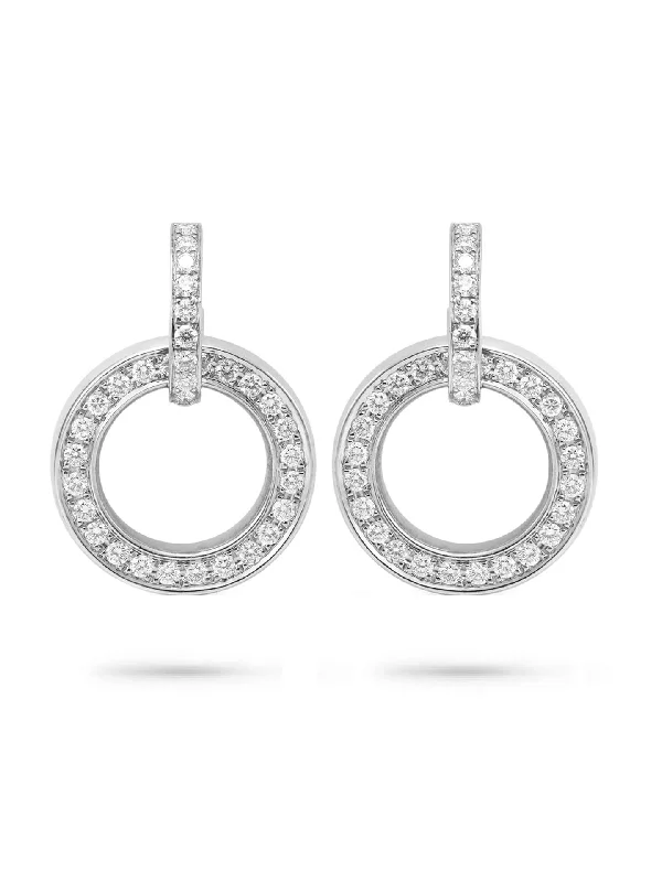 Crystal and Gold Earrings-Roulette Large White Gold Diamond Earrings