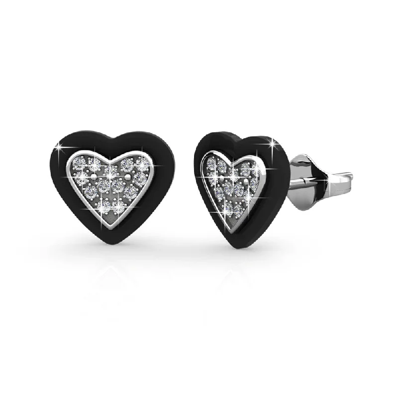 Simple Drop Earrings-Rory 18k White Gold Plated Heart Halo Stud Earrings with Swarovski Crystals