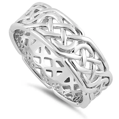 Customizable Engagement Ring Sets-Sterling Silver Interwoven Band Ring