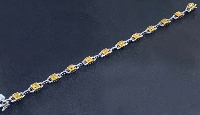 Custom Wedding Bracelets with Birthstones-14k Gold Yellow Diamond Bracelet