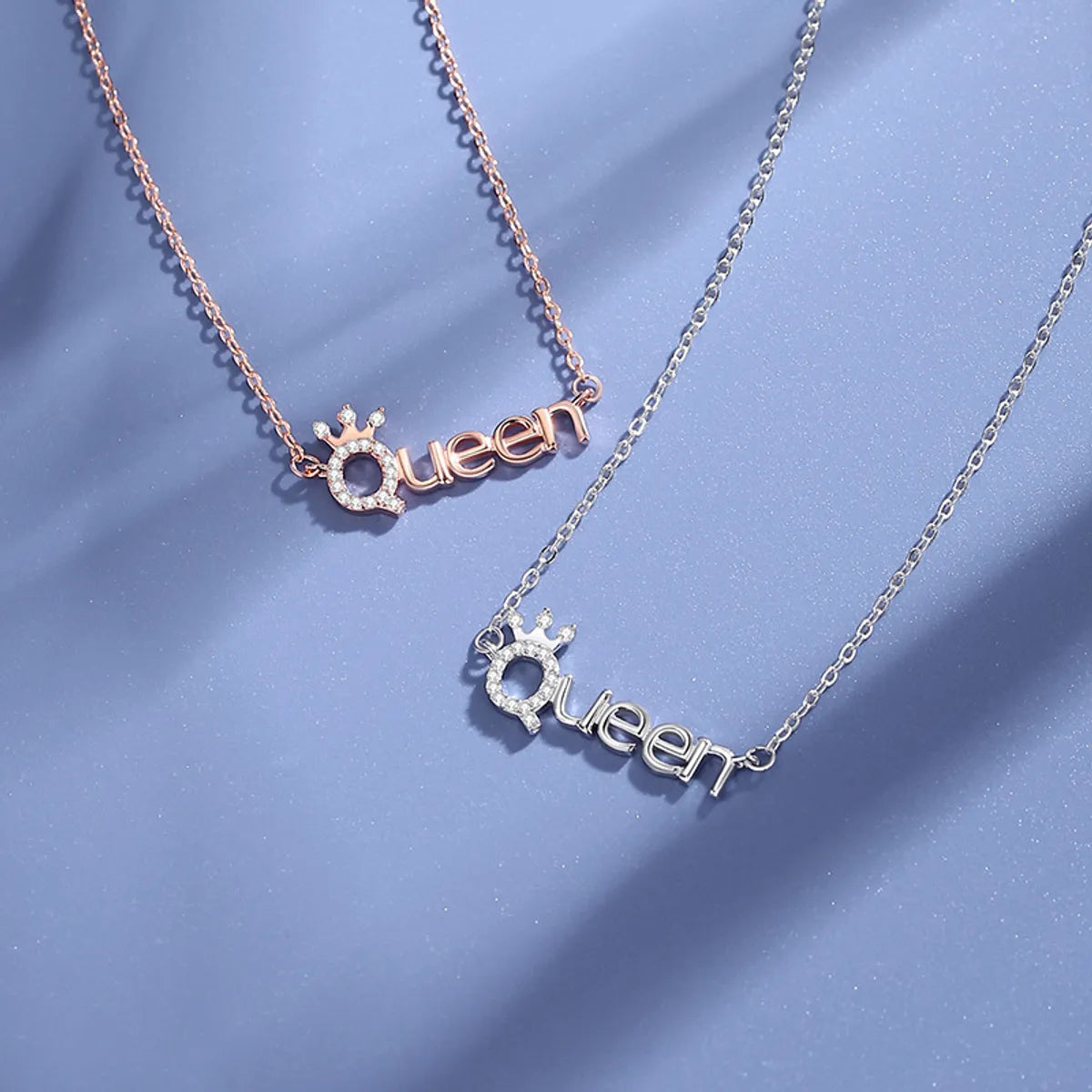 Designer Gold Necklaces-Simple Style Letter Crown Sterling Silver Polishing Plating Inlay Zircon Necklace