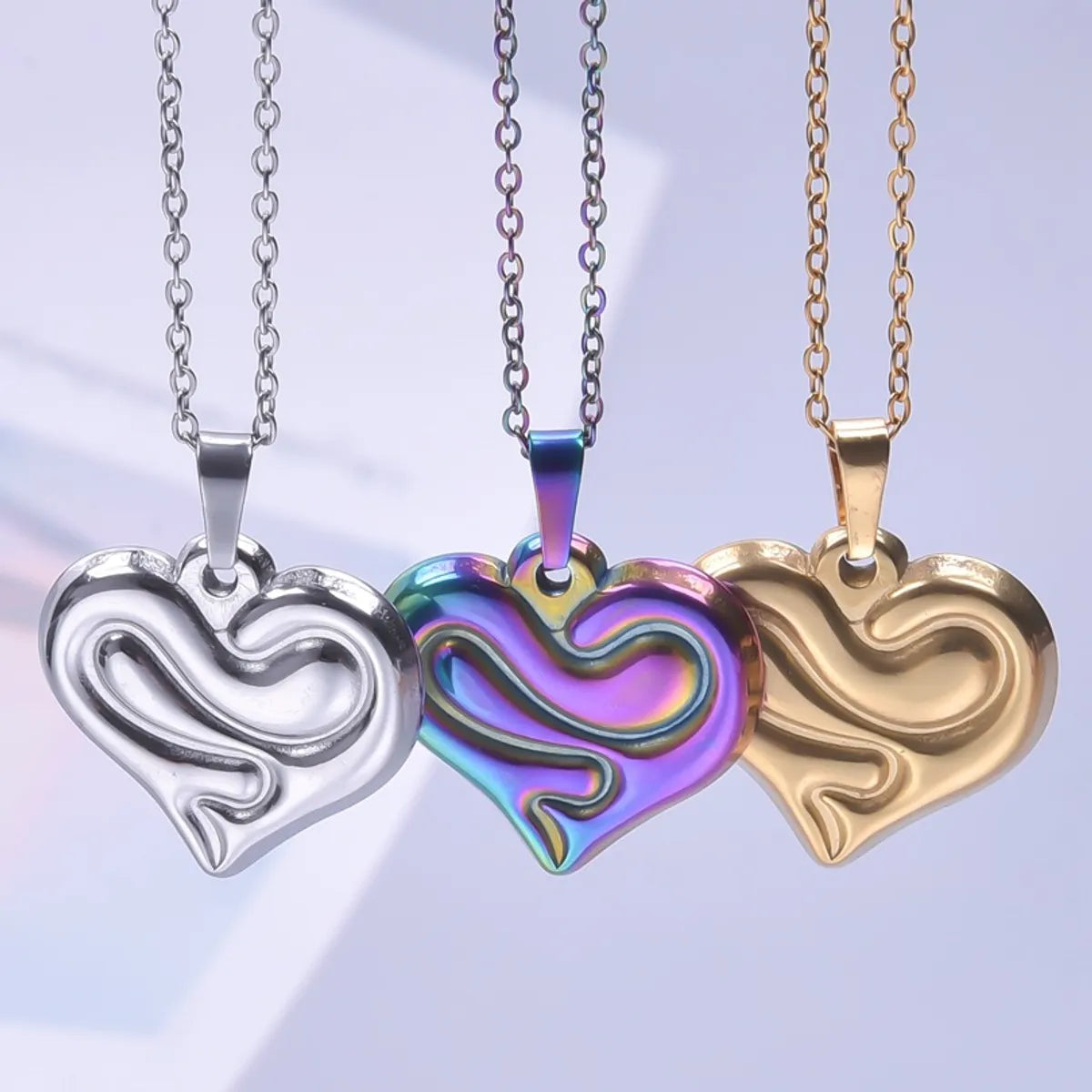 Wedding Pendant Necklaces-Simple Style Classic Style Heart Shape 304 Stainless Steel Plating Women'S Pendant Necklace