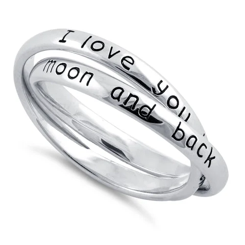 Handmade Promise Rings-Sterling Silver "I love you to the moon and back" Linking Rings