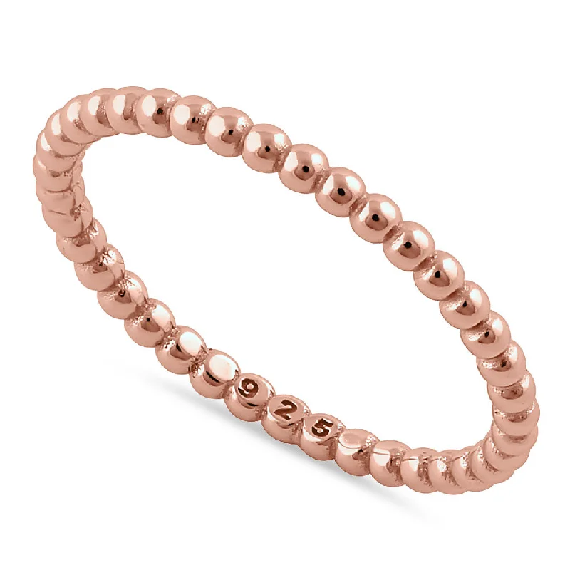 Trendy Fashion Rings-Sterling Silver Rose Gold Plated 1.5mm Stackable Bead Ring