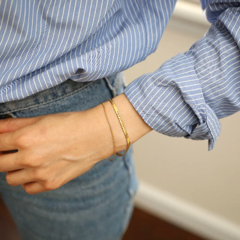 Custom Gold Charm Bracelets-Double Snake Chain Bracelet