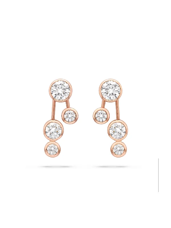 Modern Earrings-Raindance Large Detachable Double Drop Rose Gold Earrings