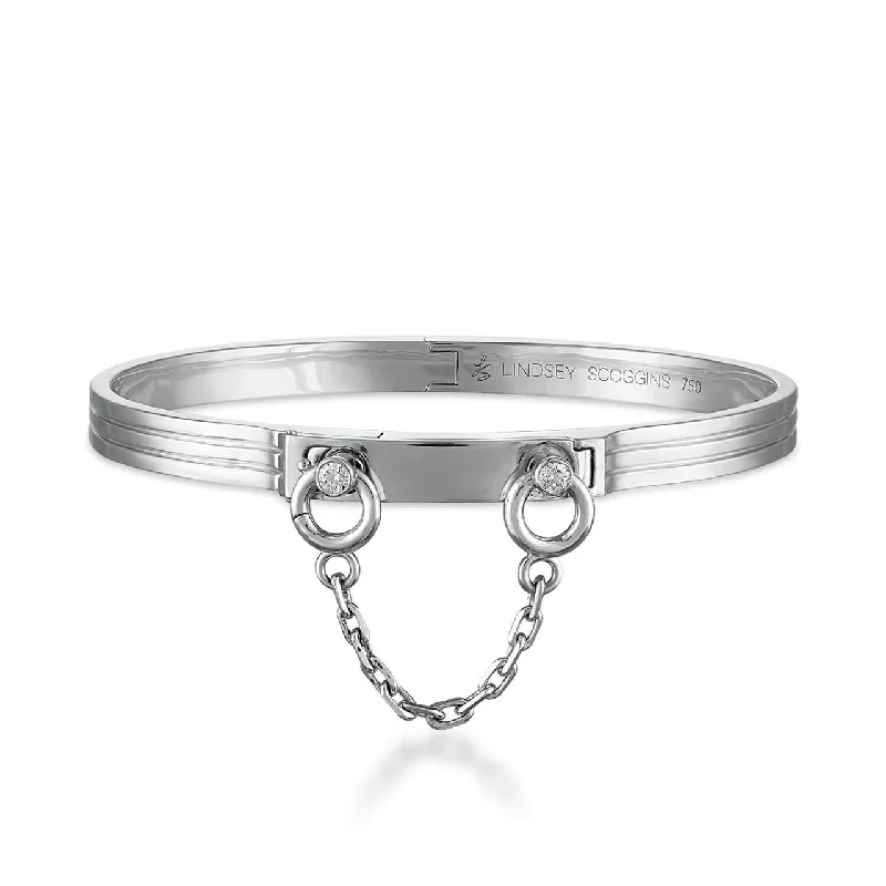 Simple Custom Bracelets-OATH CLASSIC SINGLE CUFF WITH BEZEL SET DIAMOND LOOPS