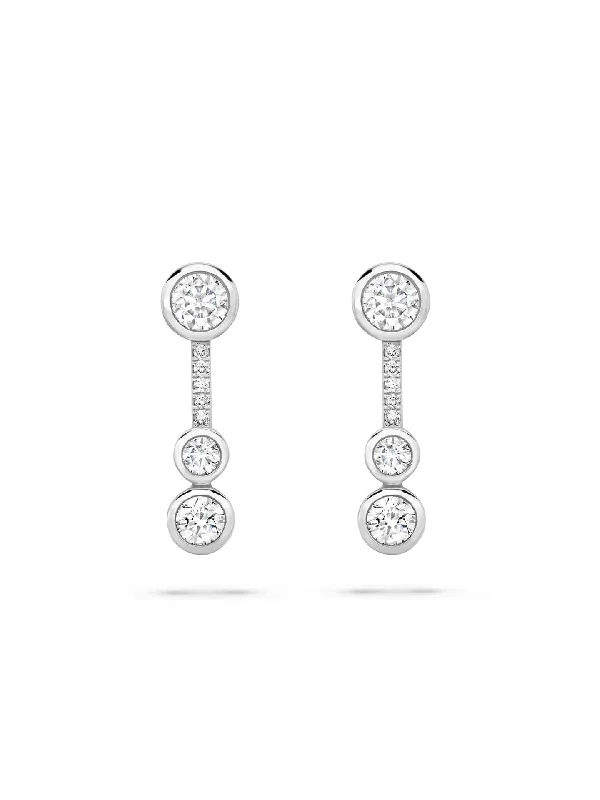 Gemstone Hoop Earrings-Waterfall Diamond Platinum Small Drop Earrings