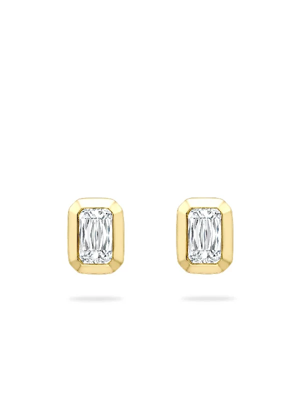 Modern Crystal Earrings-Florentine Ashoka Yellow Gold Diamond Stud Earrings