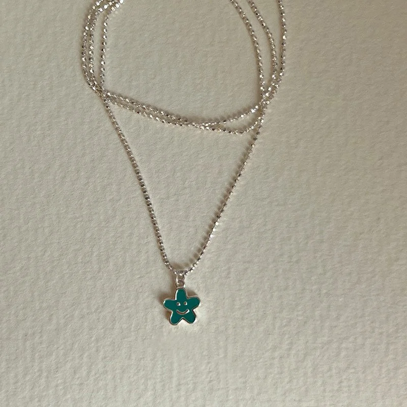 Smiley Flower Necklace (Green)