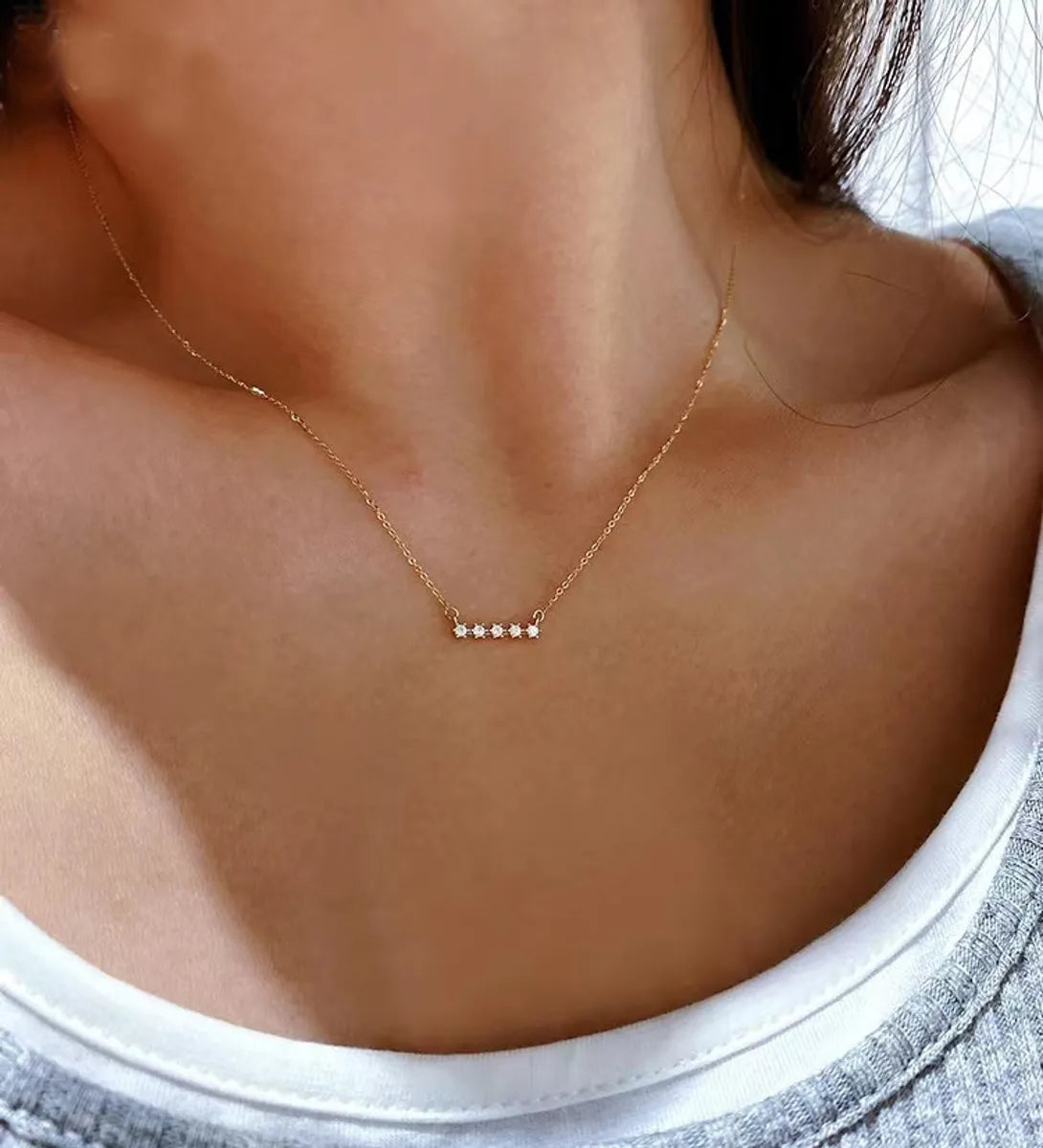 Crystal Choker Necklaces-Simple Style Solid Color Sterling Silver Plating Inlay Zircon 14k Gold Plated Necklace