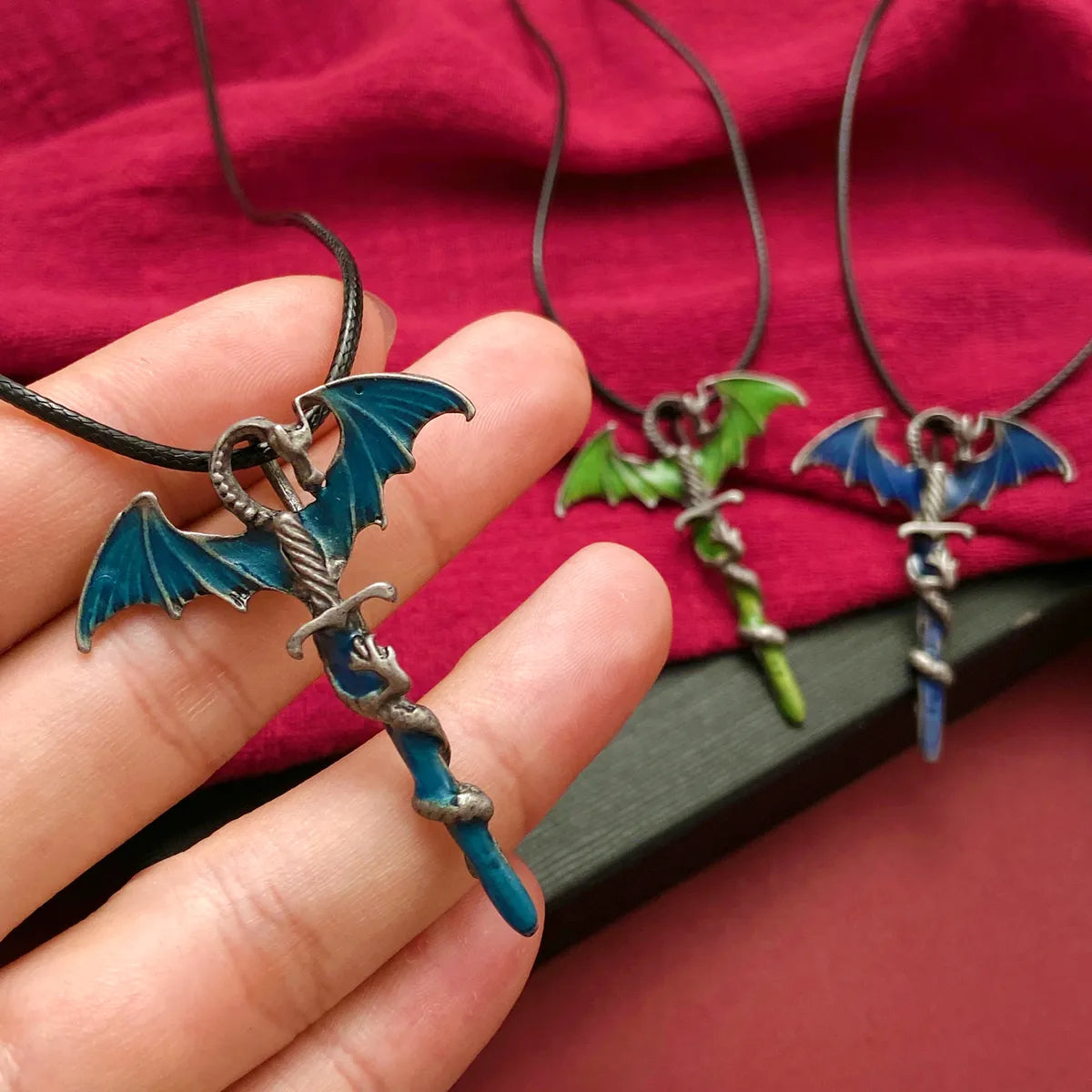 Simple Pendant Necklaces-Gothic Bat Dragon Alloy Unisex Pendant Necklace