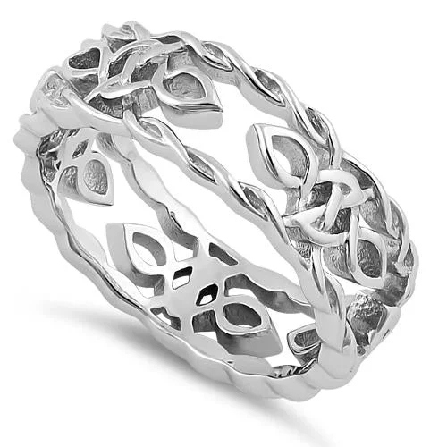 Infinity Wedding Bands-Sterling Silver Celtic Autumn Eternity Ring