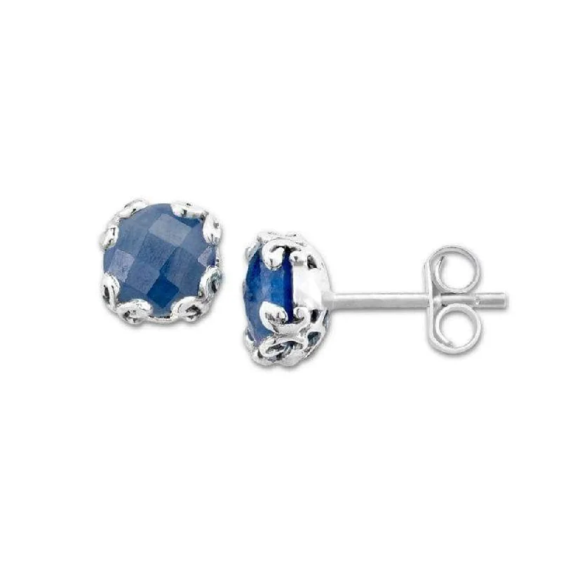 Vintage Crystal Earrings-Samuel B. Blue Sapphire Birthstone Glow Stud Earrings - September