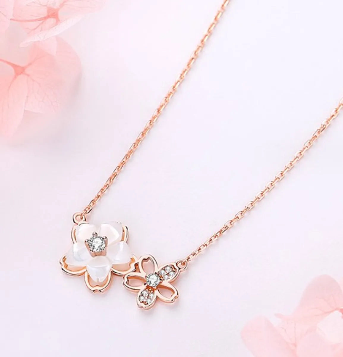 Love Heart Pendant Necklaces-Ig Style Sweet Flower Sterling Silver Zircon Necklace In Bulk